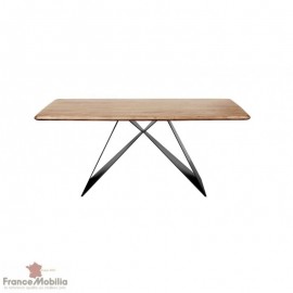 Table fixe plateau bois pieds métal