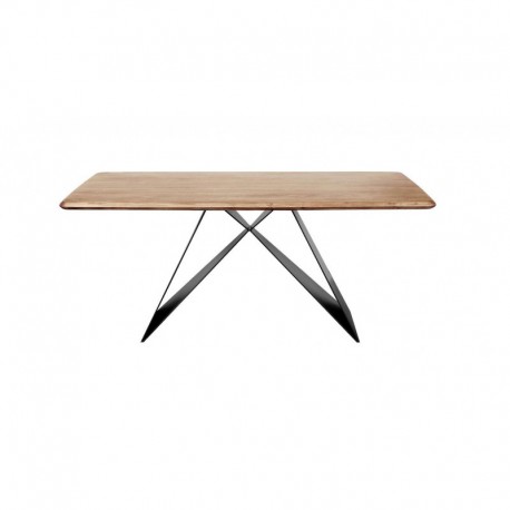 Table fixe plateau bois pieds métal