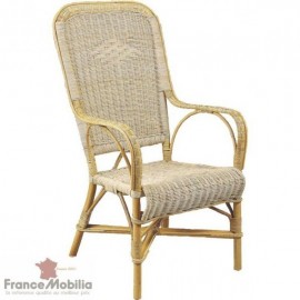 Fauteuil rotin dossier haut