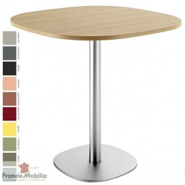 Table carrée pied central inox