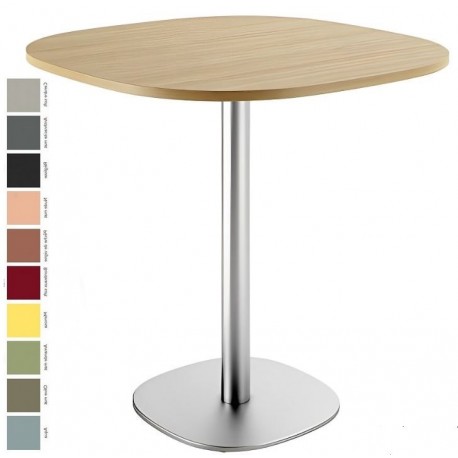 Table carrée pied central inox