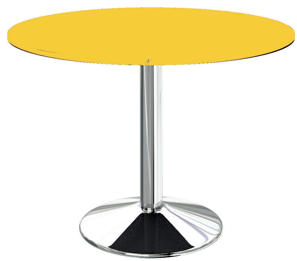 Table jaune de cuisine ronde